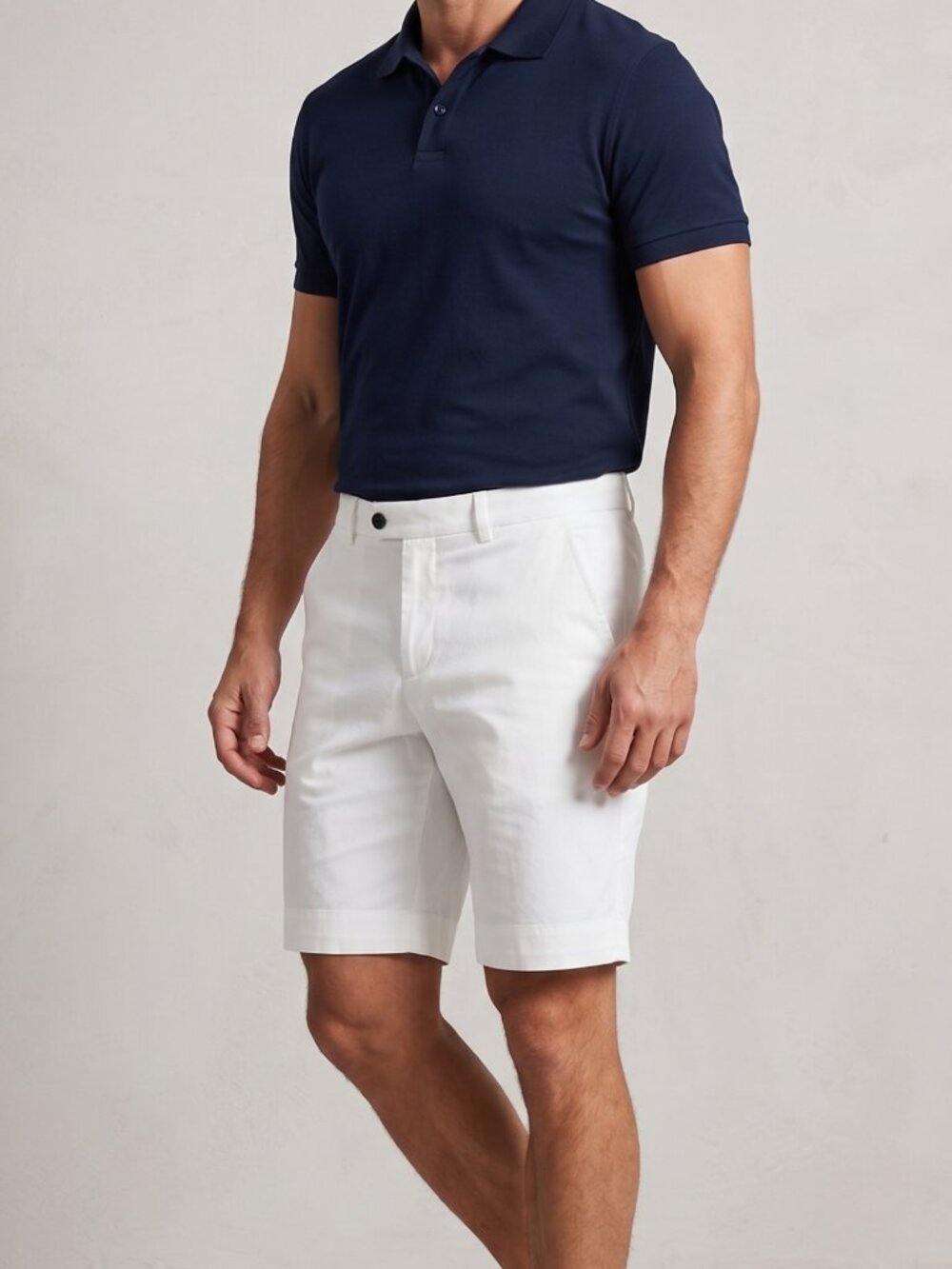 NWOT Mens Solid White Flat Front Chino Golf Dress Shorts 7" Inseam Large